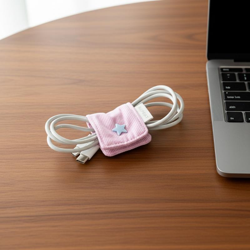Cable Management Bag - Handgemaakte stoffen opbergtas, datakabelorganizer, oordopjesdecoratie, accessoires
